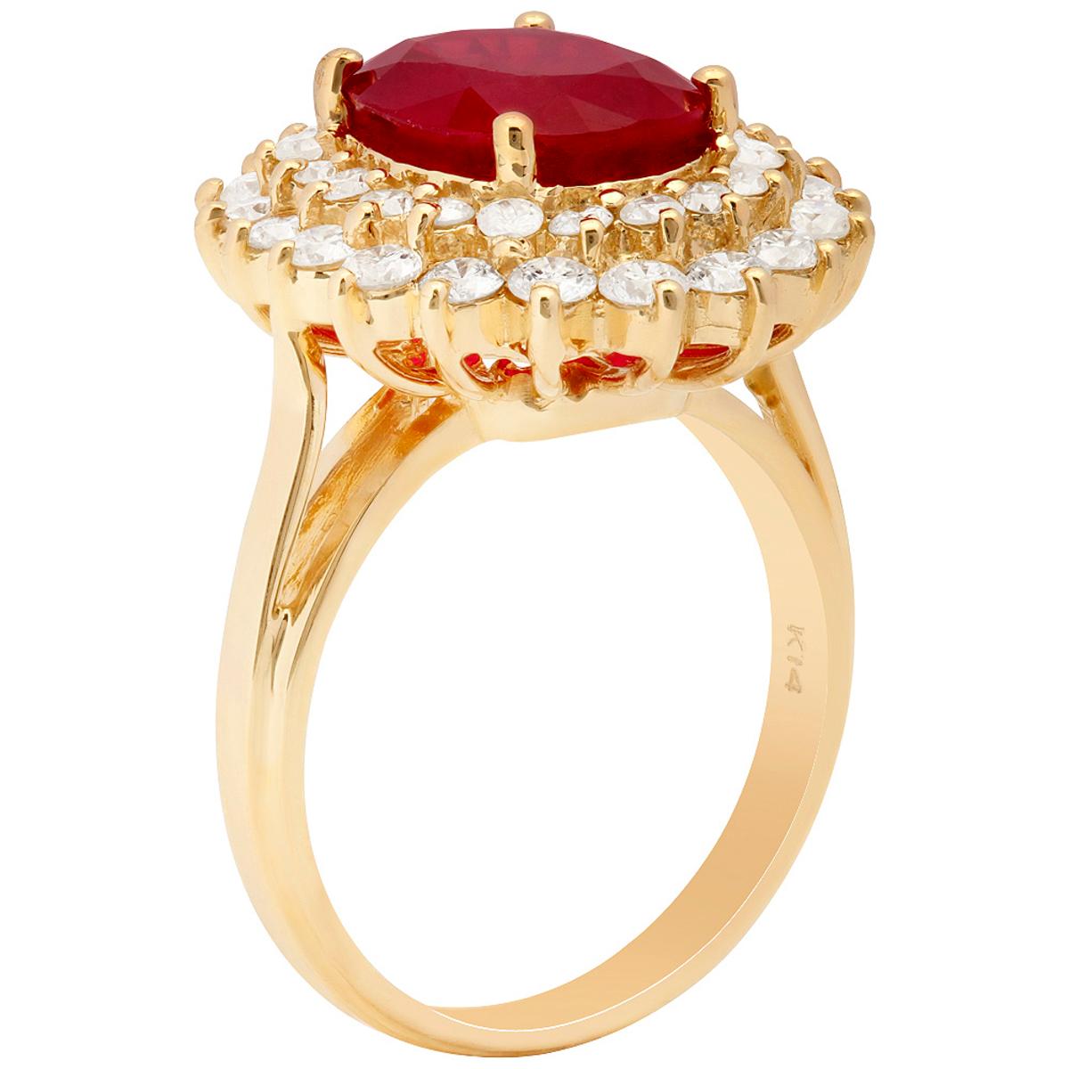 14k Yellow Gold 3.77ct Ruby 1.56ct Diamond Ring