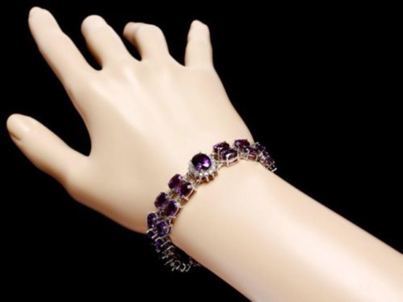 14K Gold 31.12ct Amethyst 1.35ct Diamond Bracelet