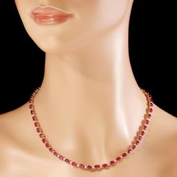 14K Gold 35.20ct Ruby 1.33cts Diamond Necklace