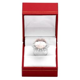 14k White Gold 19.84ct Morganite 1.43ct Diamond Ring