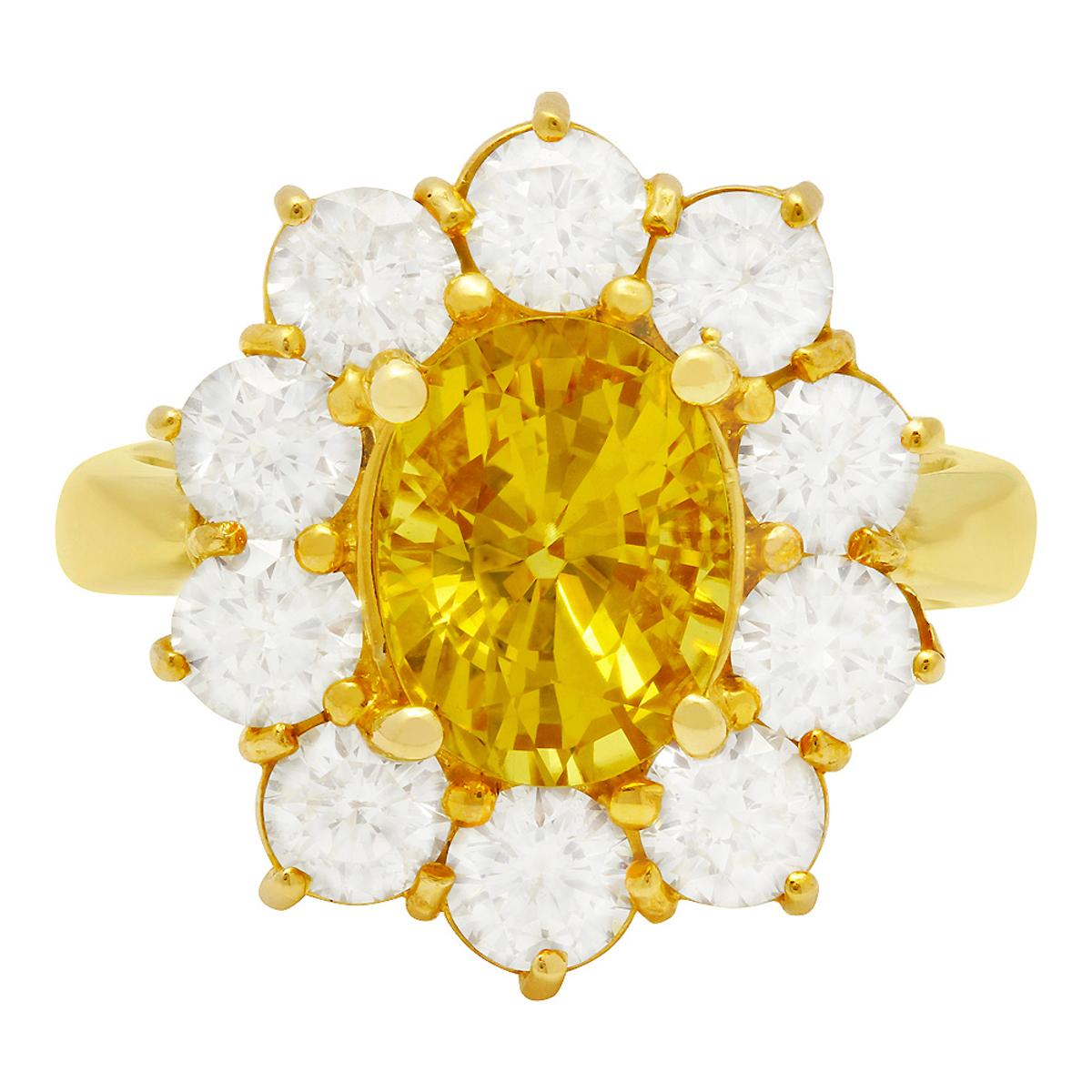 14k Yellow Gold 3.50ct Yellow Sapphire 2.18ct Diamond Ring