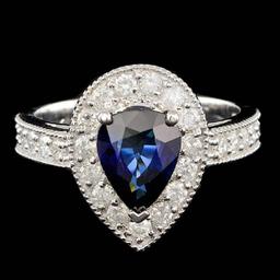 14K White Gold 1.92ct Sapphire and 0.81ct Diamond Ring