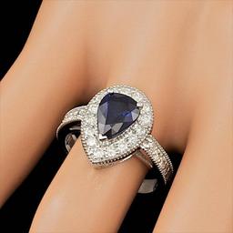 14K White Gold 1.92ct Sapphire and 0.81ct Diamond Ring