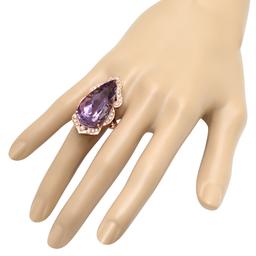 14K Rose Gold 18.00ct Amethysist and 0.97ct Diamond Ring