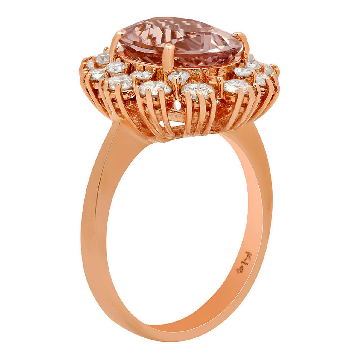 14k Rose Gold 3.54ct Morganite 1.43ct Diamond Ring