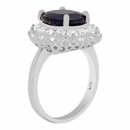 14k White Gold 6.61ct Sapphire 1.43ct Diamond Ring