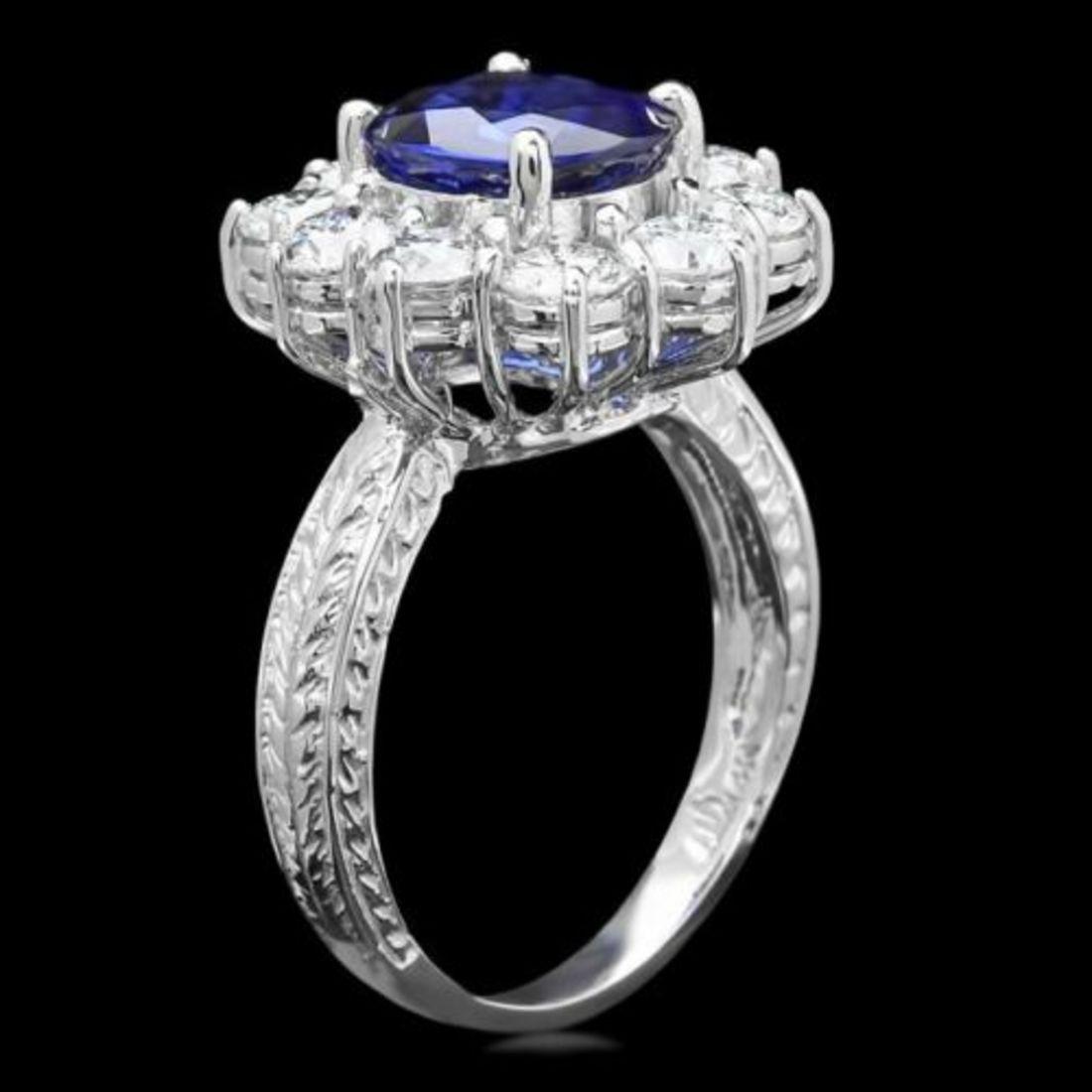 14K White Gold 2.38ct Sapphire and 2.12ct Diamond Ring