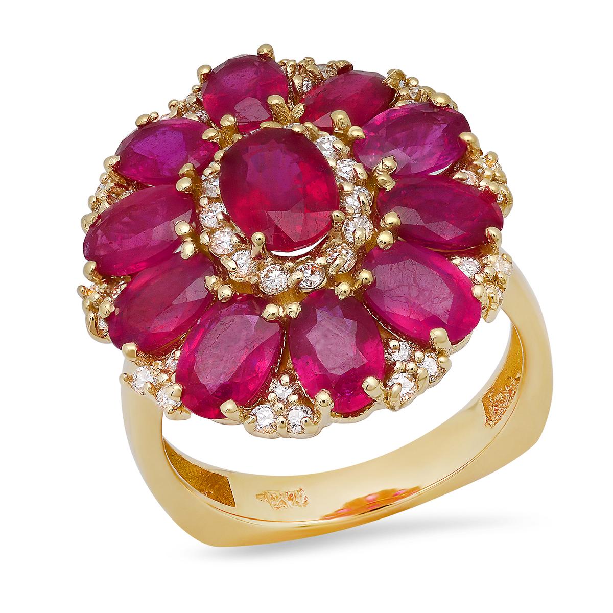 14K Yellow Gold Setting with 7.2ct Ruby and 0.68ct Diamond Ladies Ring