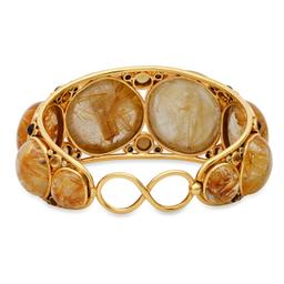 18K Yellow Gold Setting with 190ct Rutilated Quartz, 1.40ct Quartz and 0.44ct Diamond Bangle Bracele