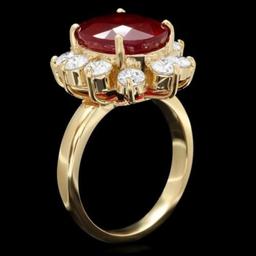 14K Yellow Gold7.86ct Ruby and 1.38ct Diamond Ring