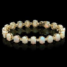 14K Gold 18.21ct Opal 1.53ct Diamond Bracelet