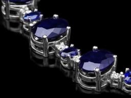 14K White Gold 56.35ct Sapphire and 1.56ct Diamond Necklace