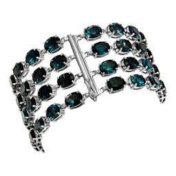 14k White Gold 86.89ct Blue Topaz 1.08ct Diamond Bracelet