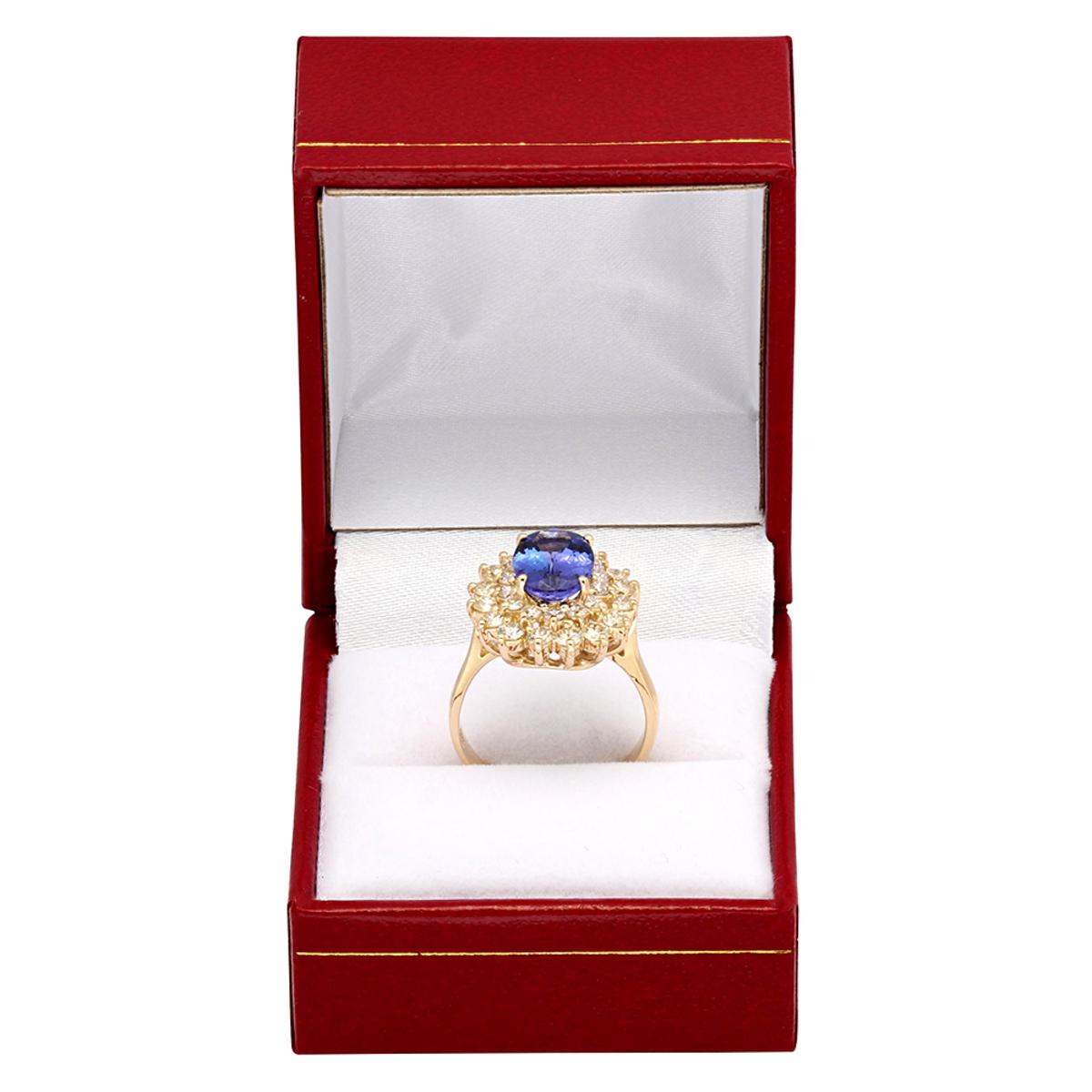 14k Yellow Gold 2.45ct Tanzanite 1.43ct Diamond Ring