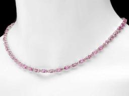 14K White Gold 25.84ct Pink Sapphire and 0.95ct Diamond Necklace