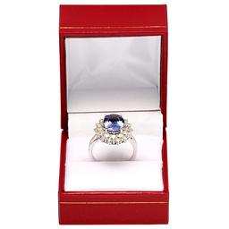 14k White Gold 3.29ct Tanzanite 1.61ct Diamond Ring