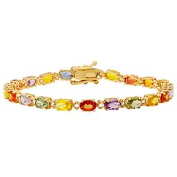 14k Yellow Gold 12.67ct Sapphire 0.47ct Diamond Bracelet