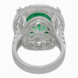 14k White Gold 9.01ct Emerald 2.40ct Diamond Ring