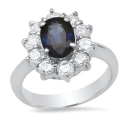 Platinum Setting with 1.51ct Sapphire and 0.90ct Diamond Ladies Ring