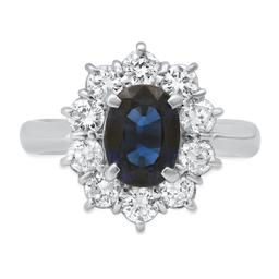 Platinum Setting with 1.51ct Sapphire and 0.90ct Diamond Ladies Ring