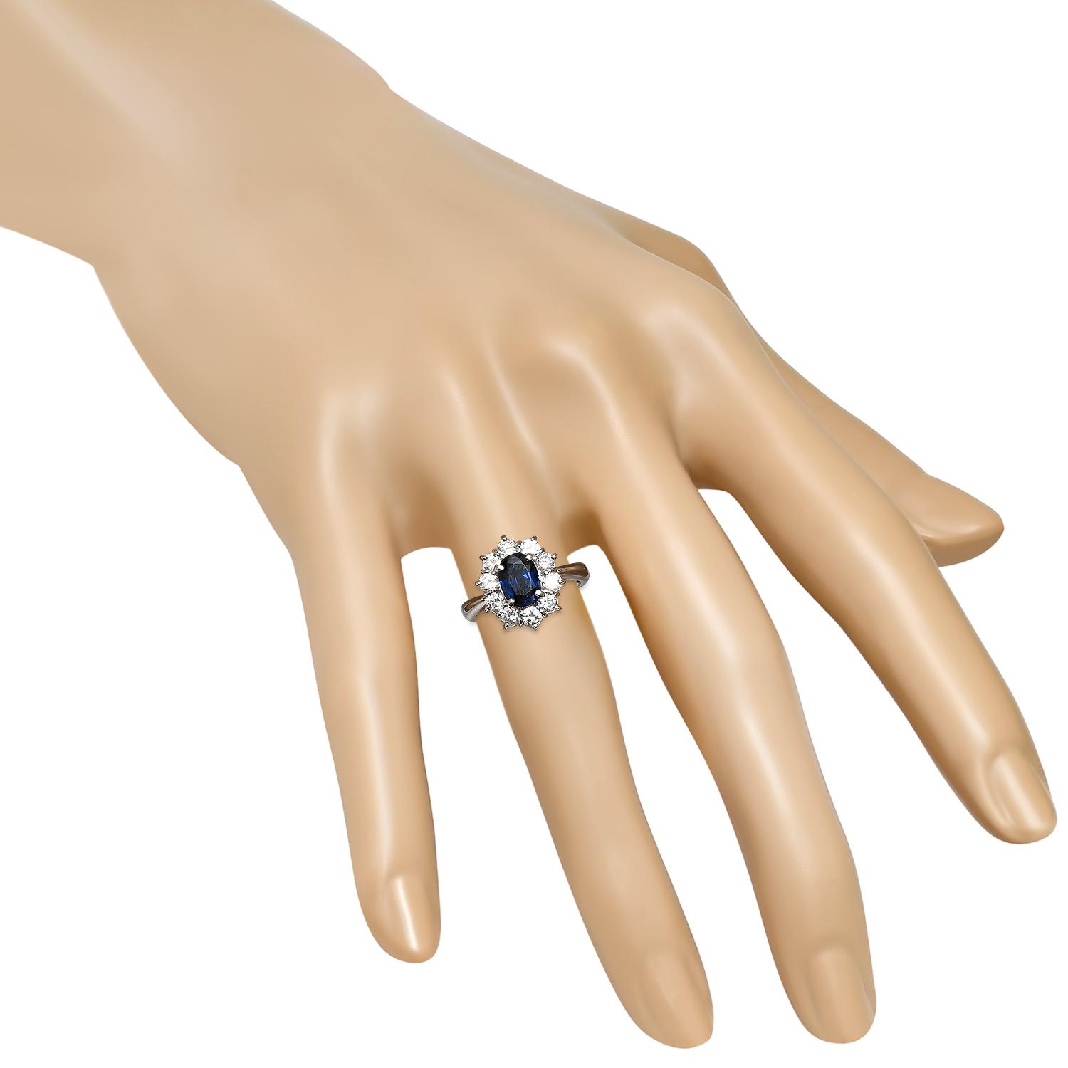 Platinum Setting with 1.51ct Sapphire and 0.90ct Diamond Ladies Ring