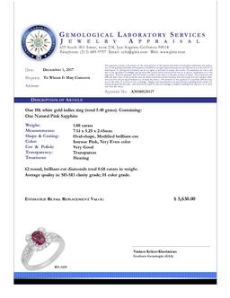 14k White Gold 1.00ct Pink Sapphire 0.68ct Diamond Ring