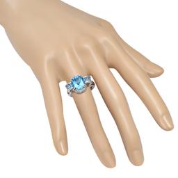 18K White Gold Setting with 5.21ct Blue Topaz and 0.12ct Diamond Bellari" Designor Ring"