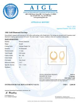 14K Yellow Gold Setting with 0.60ct Diamond Earrings