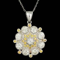 14K Gold 0.61ct Sapphire 2.68ct Diamond Pendant