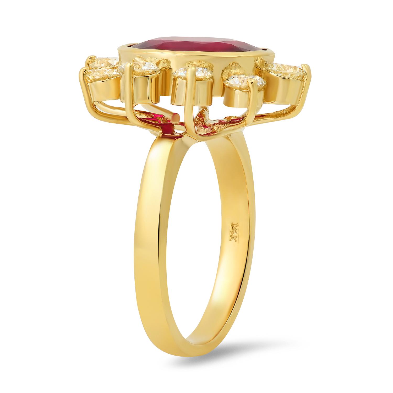 14K Yellow Gold with 7.50ct Ruby and 1.58ct Diamond Ring