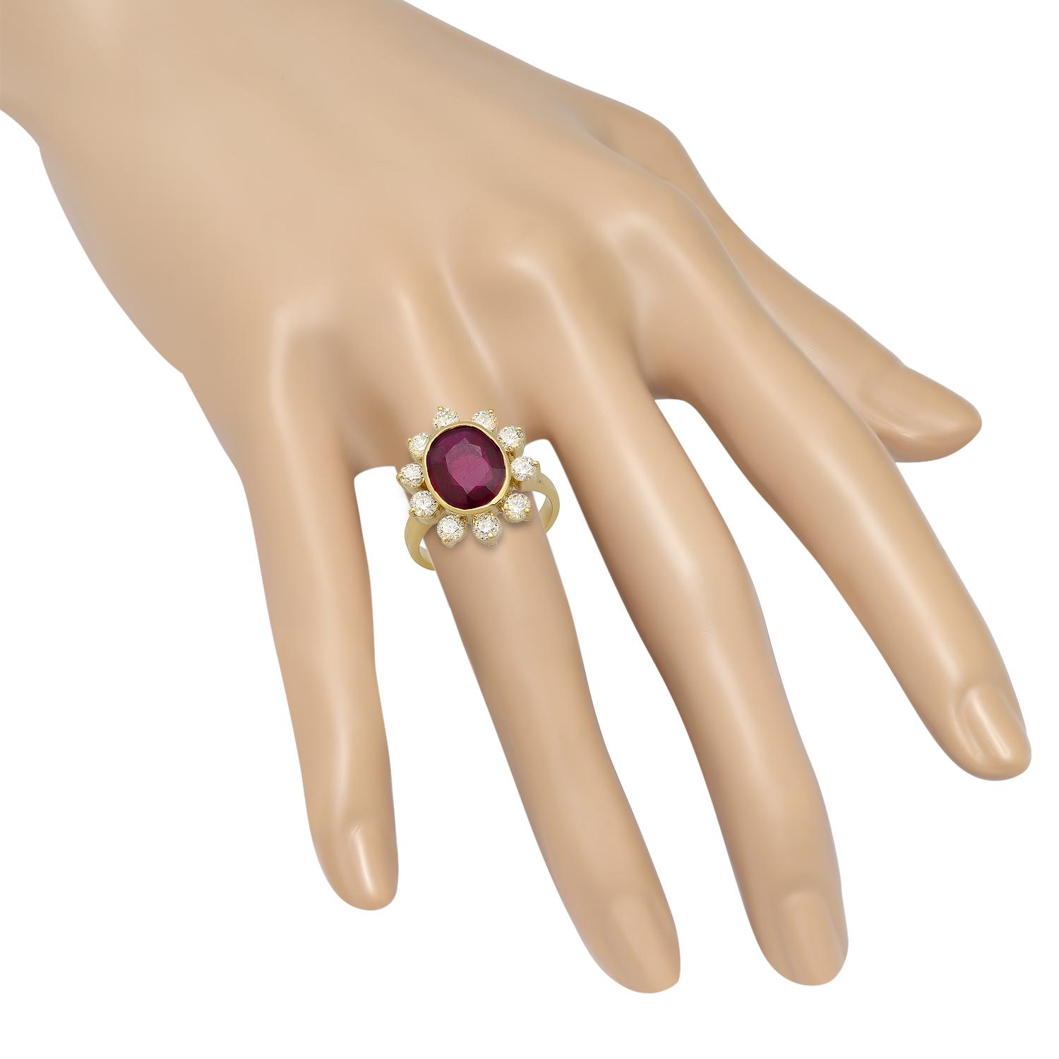14K Yellow Gold with 7.50ct Ruby and 1.58ct Diamond Ring
