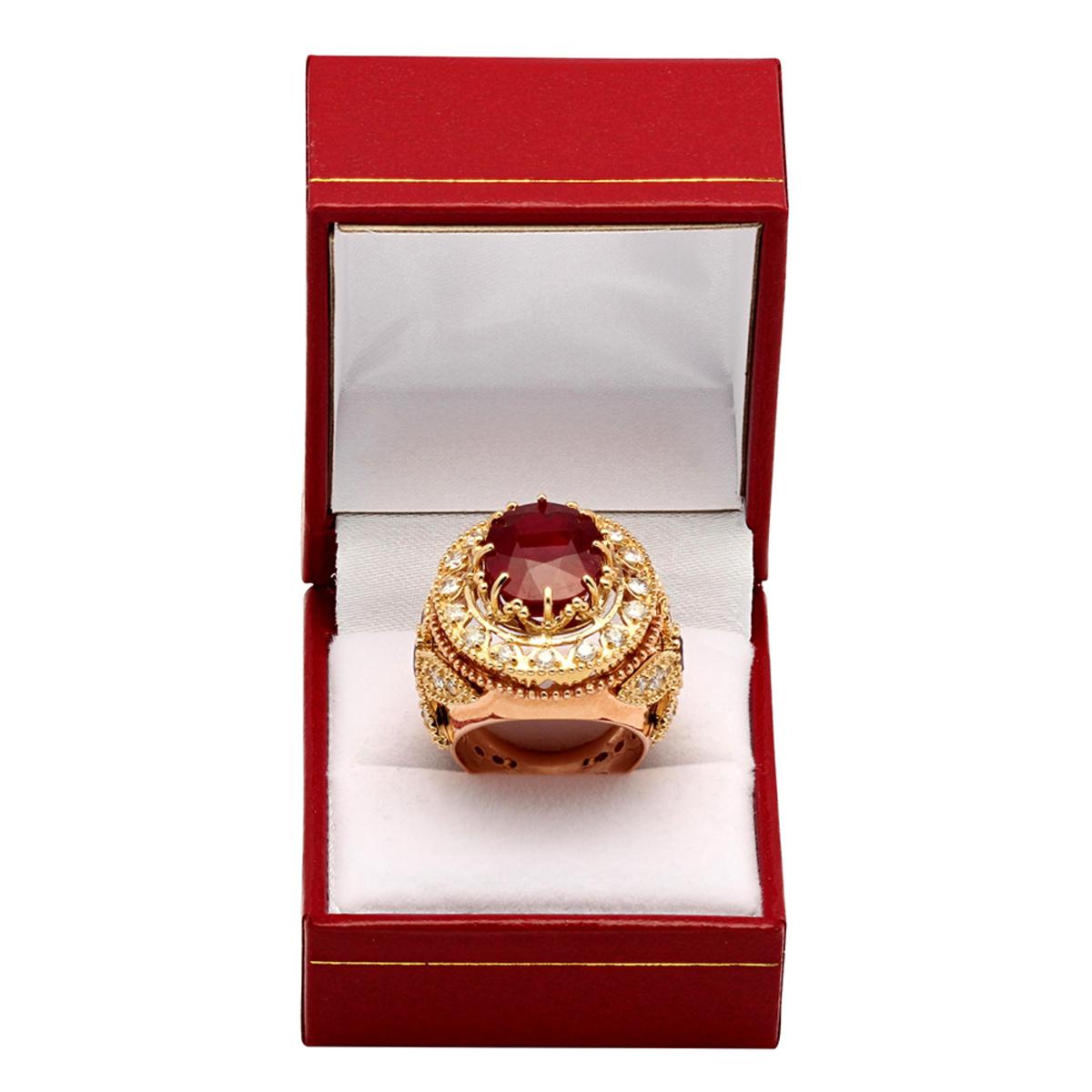 14k Yellow & Rose Gold 12.71ct & 1.00ct Ruby 2.44ct Diamond Ring