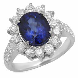 14K White Gold 2.69ct Sapphire and 1.13ct Diamond Ring