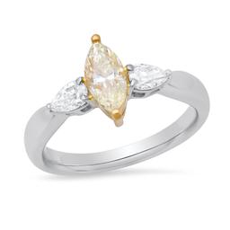 Platinum and 18K Yellow Gold Setting with 0.42ct Center Diamond and 0.77tcw Diamond Ring