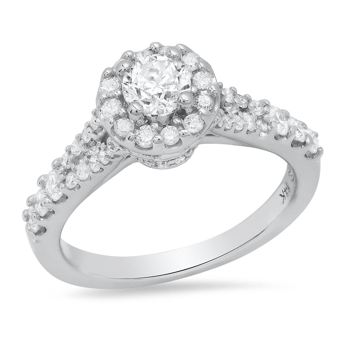 14K White Gold Setting with 0.40ct Center Diamond and 0.80tcw Diamond Ring