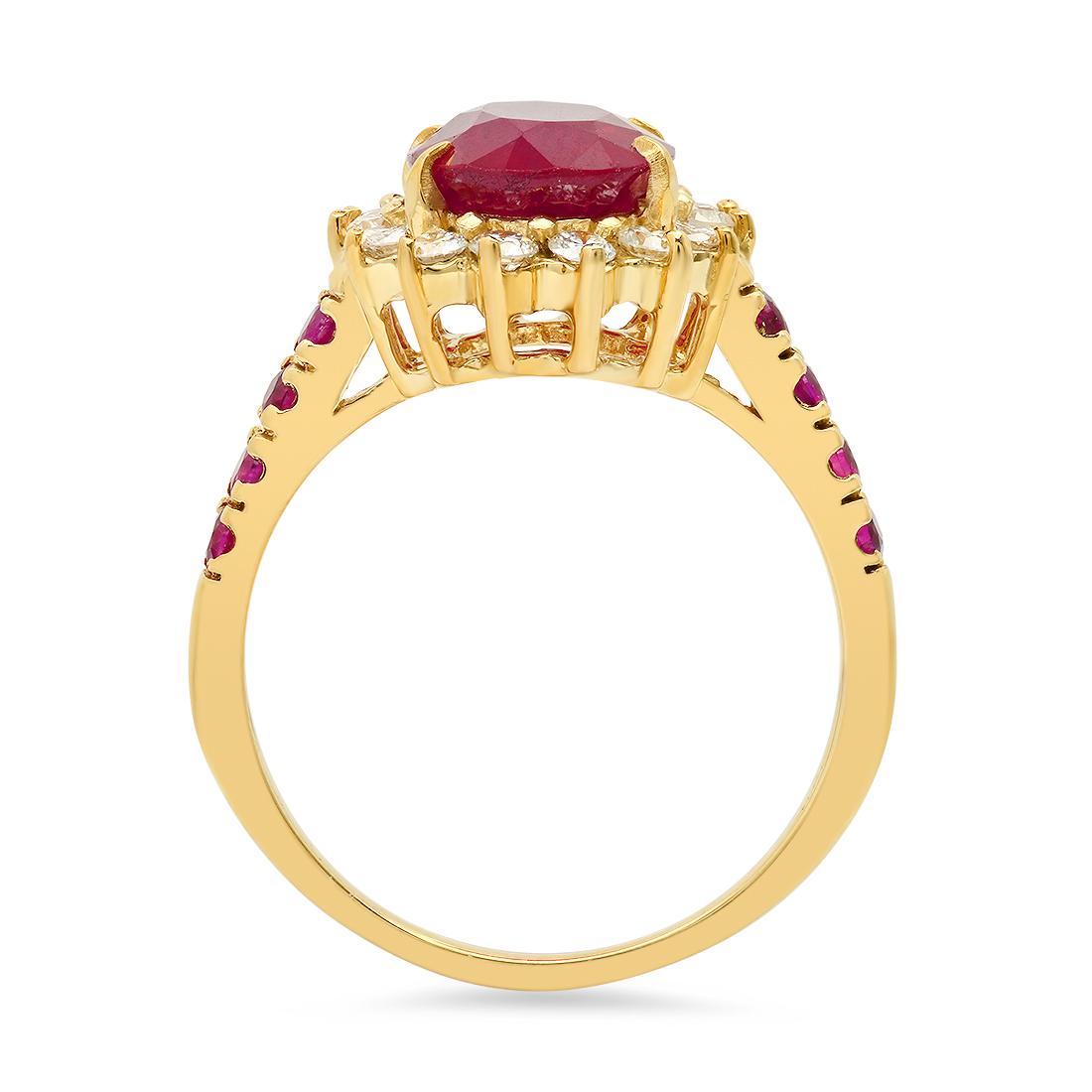 14K Yellow Gold 3.65ct Ruby and 0.80ct Diamond Ring