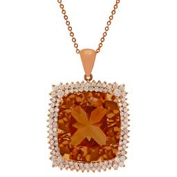 14k Rose Gold 56.94ct Morganite 4.21ct Diamond Pendant