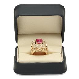 14K Yellow Gold 3.93ct Ruby and 1.07ct Diamond Ring