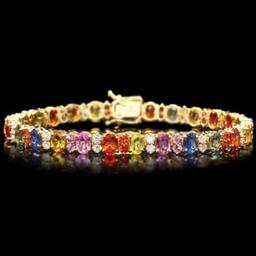 14K Gold 17.81ct Sapphire 1.86ct Diamond Bracelet