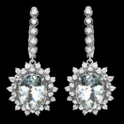 14k 8.17ct Aquamarine 2.08ct Diamond Earrings