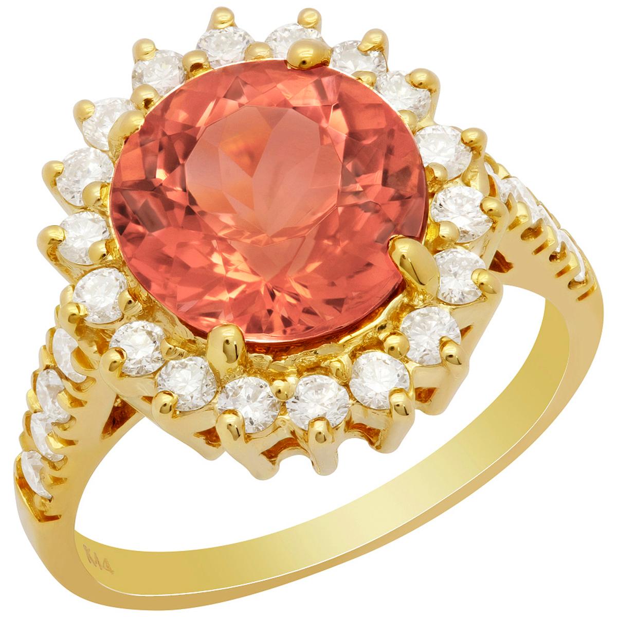 14k Yellow Gold 3.56ct Tourmaline 0.81ct Diamond Ring