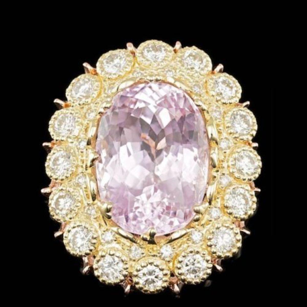 14K Yellow and Rose Gold 19.62ct Kunzite and 2.78ct Diamond Ring