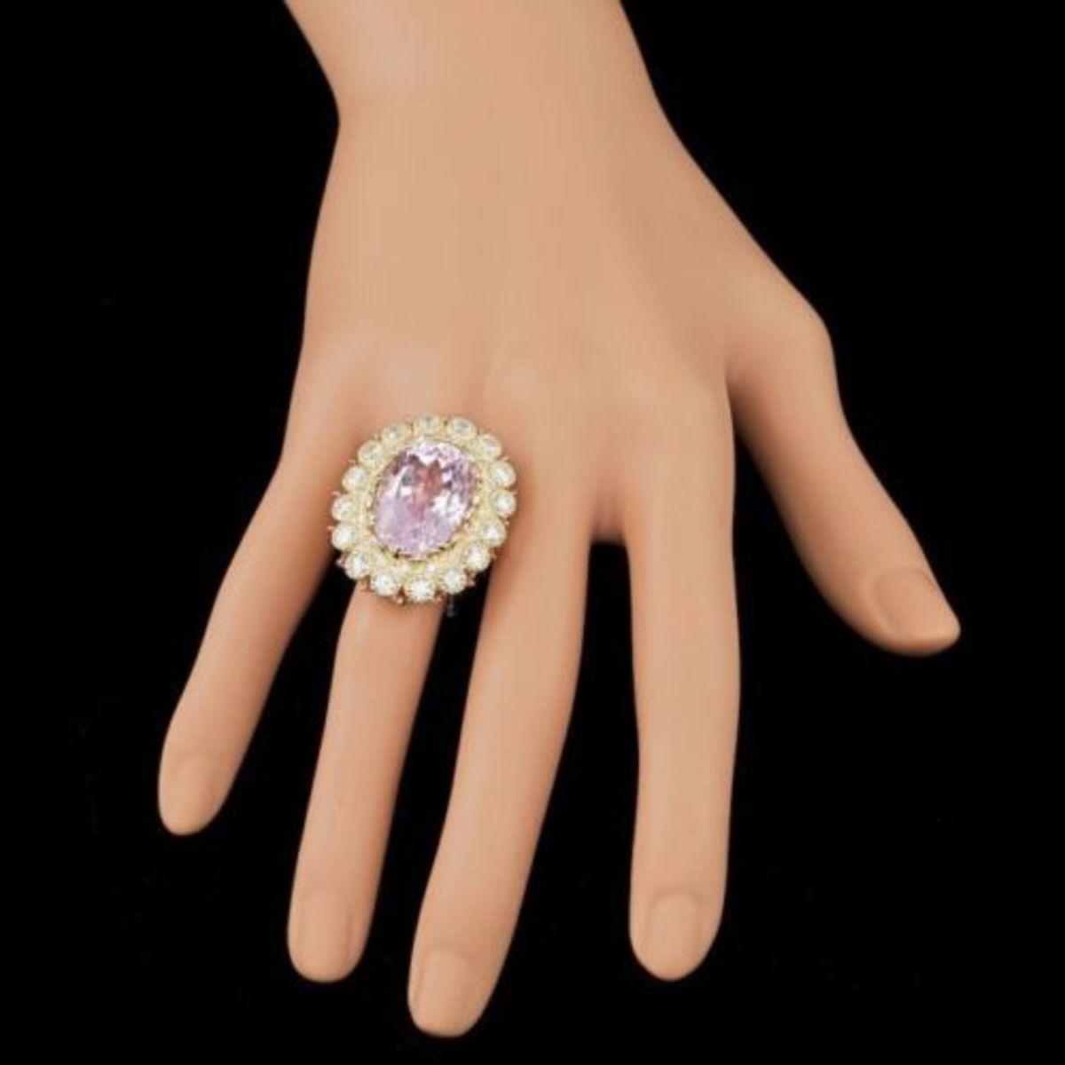 14K Yellow and Rose Gold 19.62ct Kunzite and 2.78ct Diamond Ring