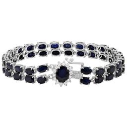 14k White Gold 26.91ct Sapphire 0.50ct Diamond Bracelet