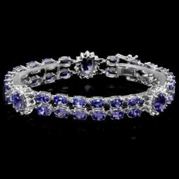 14k 21.63ct Tanzanite 1.69ct Diamond Bracelet