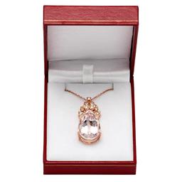 14k Rose Gold 22.12ct Morganite 0.82ct Diamond Pendant