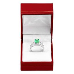 14k White Gold 1.39ct Emerald 0.78ct Diamond Ring