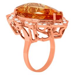 14k Rose Gold 18.72ct Citrine 0.68ct Diamond Ring