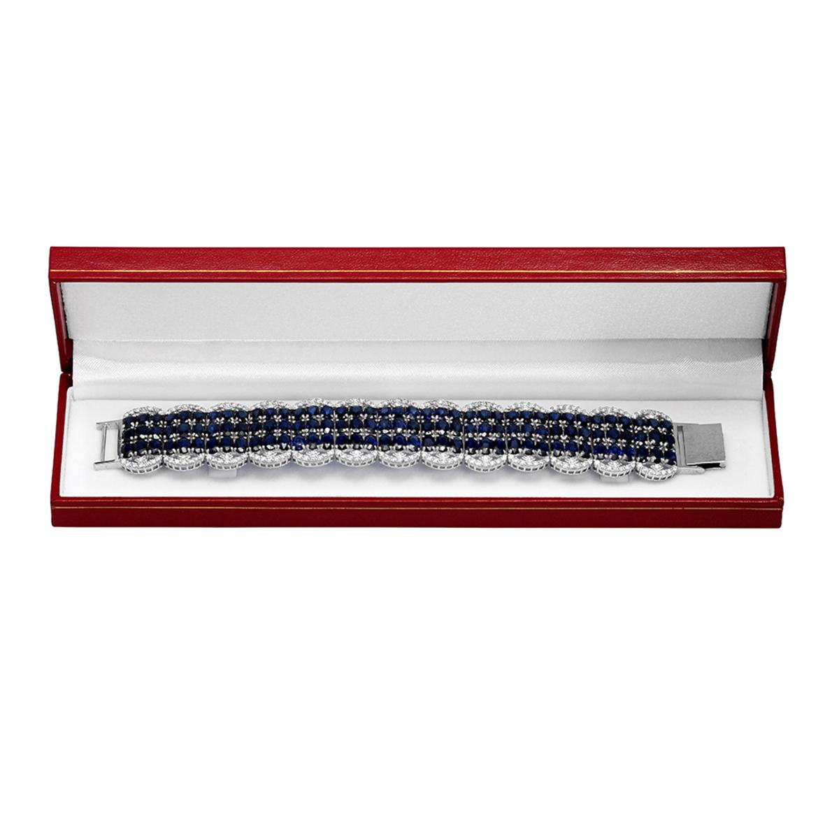 14k White Gold 65.60ct Sapphire 4.16ct Diamond Bracelet