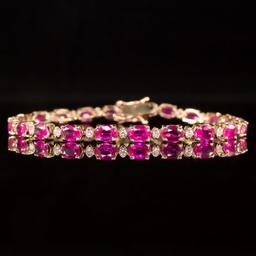 14K Rose Gold 9.36ct Pink Sapphire and 0.70ct Diamond Bracelet